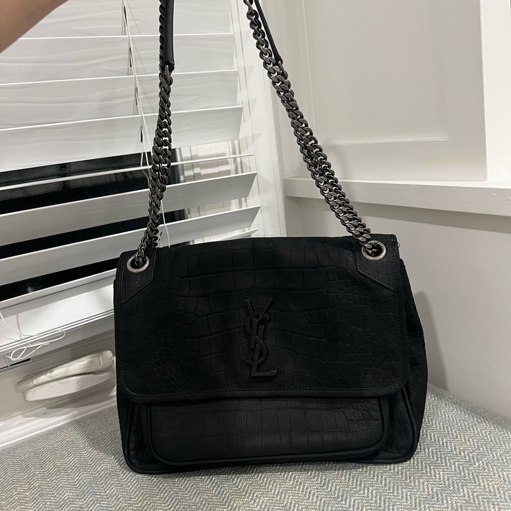 Saint Laurent Croc Nikki Bag Leather
